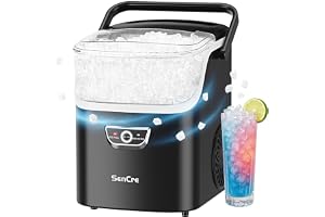 SenCre Nugget Ice Maker with Handle, 40lbs/Day Countertop Ice Maker Ready in 5 Mins, Soft Sonic Ice, Auto-Cleaning Ice Makers Portable Ice Machine for Home Kitchen Office Party & Large Families