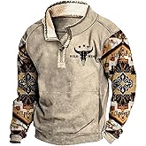 Biacolum Western Hoodie for Men Aztec Cowboy Sweatshirt Long Sleeve Casual Shirts Comfy Vintage Fall Winter Tops