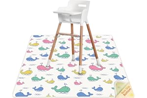 BOLAAZUL Splat Mat for Under High Chair 43.3″, Waterproof Easy Cleaning Anti Slip Spill Mat for Art/Crafts/Playtime on Floor or Table, Eating Mess Mat for Floor Protector