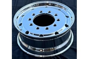 GENERIC ALUMINUM WHEELS 22.5 X 9 FLAT FACE & STUD PILTED(BUDD, BALL SEAT FOR OLD SCHOOL,PLEASE USE BALLSEAT LUG NUT), HIGH POLISHED FOR STEER POSITION OF DUMP TRUCK, TIRE:315/65R22.5