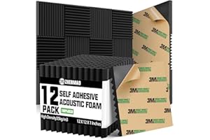 ZHERMAO 12 Pack Self-adhesive Sound Proof Foam Panels, 1" X 12" X 12" Fast Expand Acoustic Panels High Density, Wedges Acoustic Foam Fire-Retardant, Sound Proof Panels For Walls For Home Office Studio
