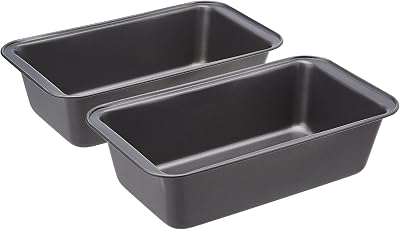 Amazon Basics Non-stick Rectangular Carbon Steel Bread Pan 27x15x7 cm 2-Pack