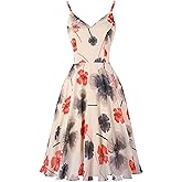 Ellames Women's 2026 Summer Dress Spaghetti Strap Cocktail Swing Beach Dresses V Neck Sundress