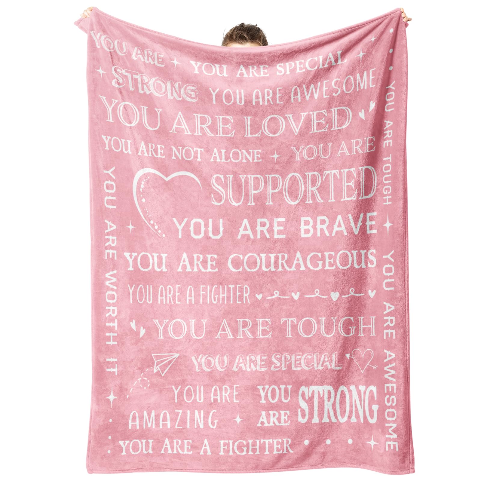 musaecoin Gifts for Women or Men - Get Well Soon Blanket, Thinking of You Gift for Friend Sister Coworker, Feel Better After Surgery Gifts for Sick Women Men, Inspirational Present for Her Him (Pink)
