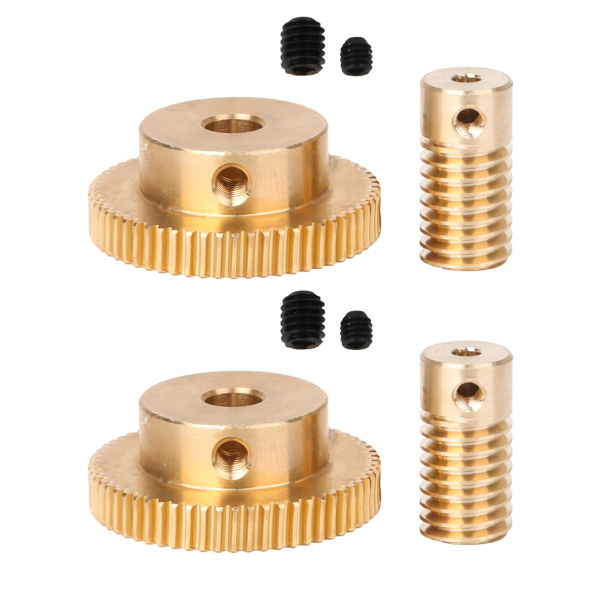 CNBTR Yellow 6MM Hole Dia Brass Gear Shaft & 31MM 0uter Dia 60T Brass Gear Wheel 0.5 Modulus Set