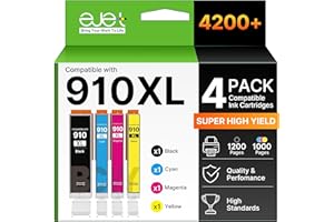 4 Pack 910XL Ink Replacement for HP 910XL Ink Cartridges Combo Pack with HP 910 Ink HP910XL HP910 Work for OfficeJet Pro 8020