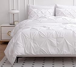 LANE LINEN White Bed Comforter Set King Size, 7