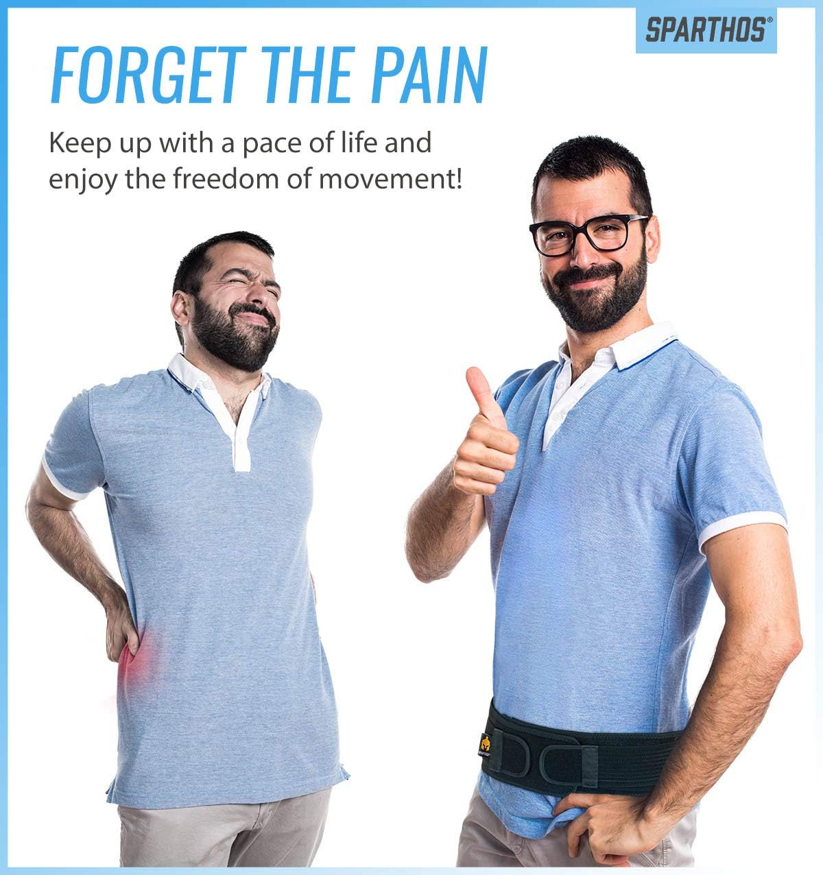 Sacroiliac Si Hip Belt by Sparthos - Immediate Relief for Sciatic, Pelvic, Lower Back and Leg Pain - Hip Joint Support for Women and Men - for Sacral Nerve, Waist, Pregnancy (Black-REG): Health & Personal Care