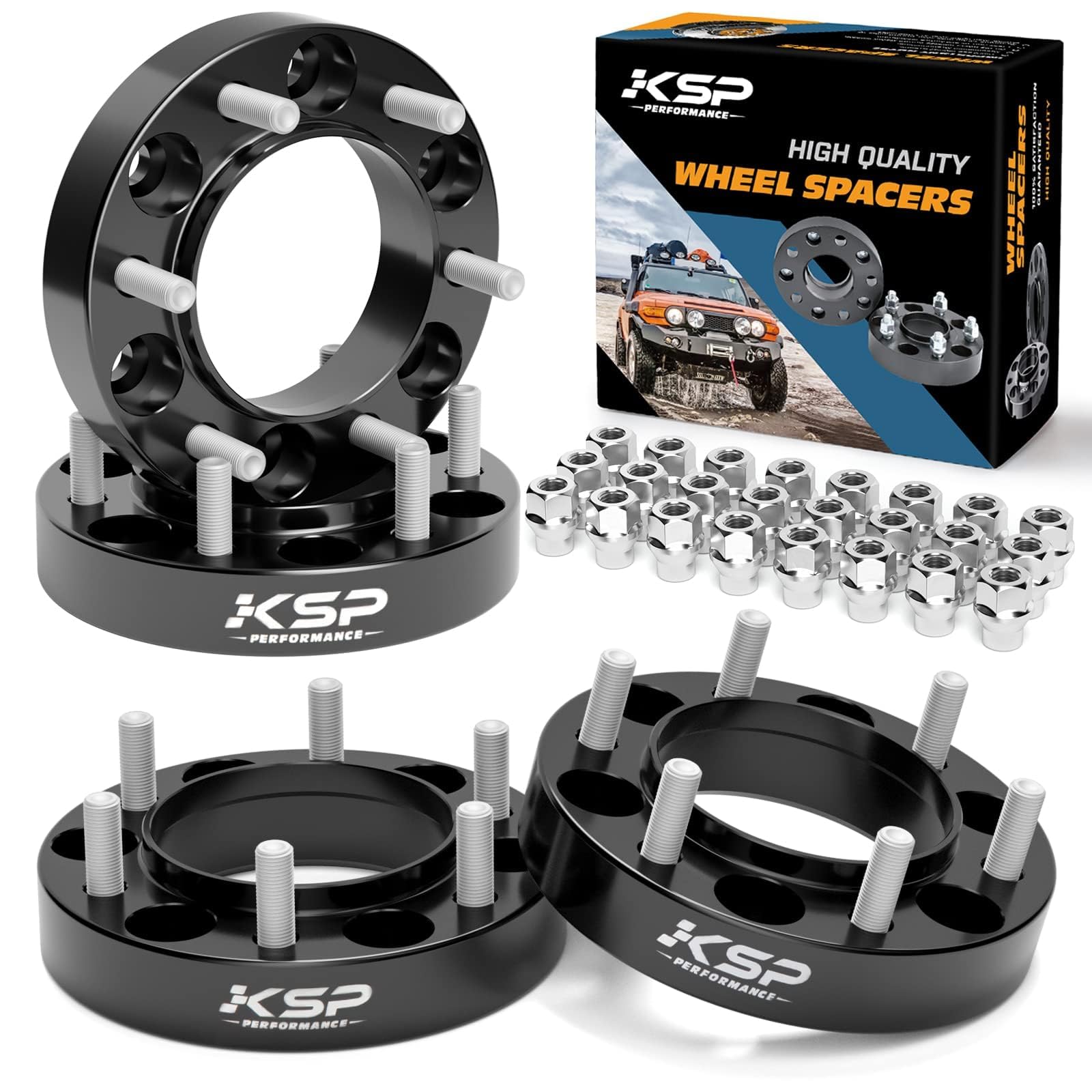 Photo 1 of KSP 1.25" Wheel Spacers for Tacoma 6 Lug Wheel,4pcs 6x5.5 Hubcentric Spacer fit for 4runner Tundra Fj Cruiser Sequoia,32mm Forged Spacer with 12x1.5 Stud 106mm Center Bore,6x139.7 Aluminum Tire Spacer