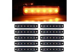 FXC 10pack 12V Smoked Amber LED Trailer Marker Lights 3.8" Side Marker Clearance Light Bar Front Rear Signal Indicator Light Strip Waterproof for Trailer Truck Van Pickup ATV UTV RV