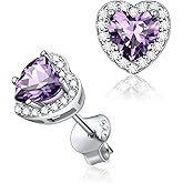 ChicSilver 925 Sterling Silver Heart/Round/Pear/Emerald Cut Birthstone Stud Earrings for Women Birthday Jewelry