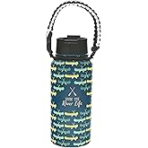 Pavilion Gift Company - Livin' The River Life - 32oz Stainless Steel Travel On The Go Water Bottle Coffee Thermal With Survival Rope Handle - Cabin Fishing River Lover Gift - 12 Hrs Cold & 6 Hrs Hot