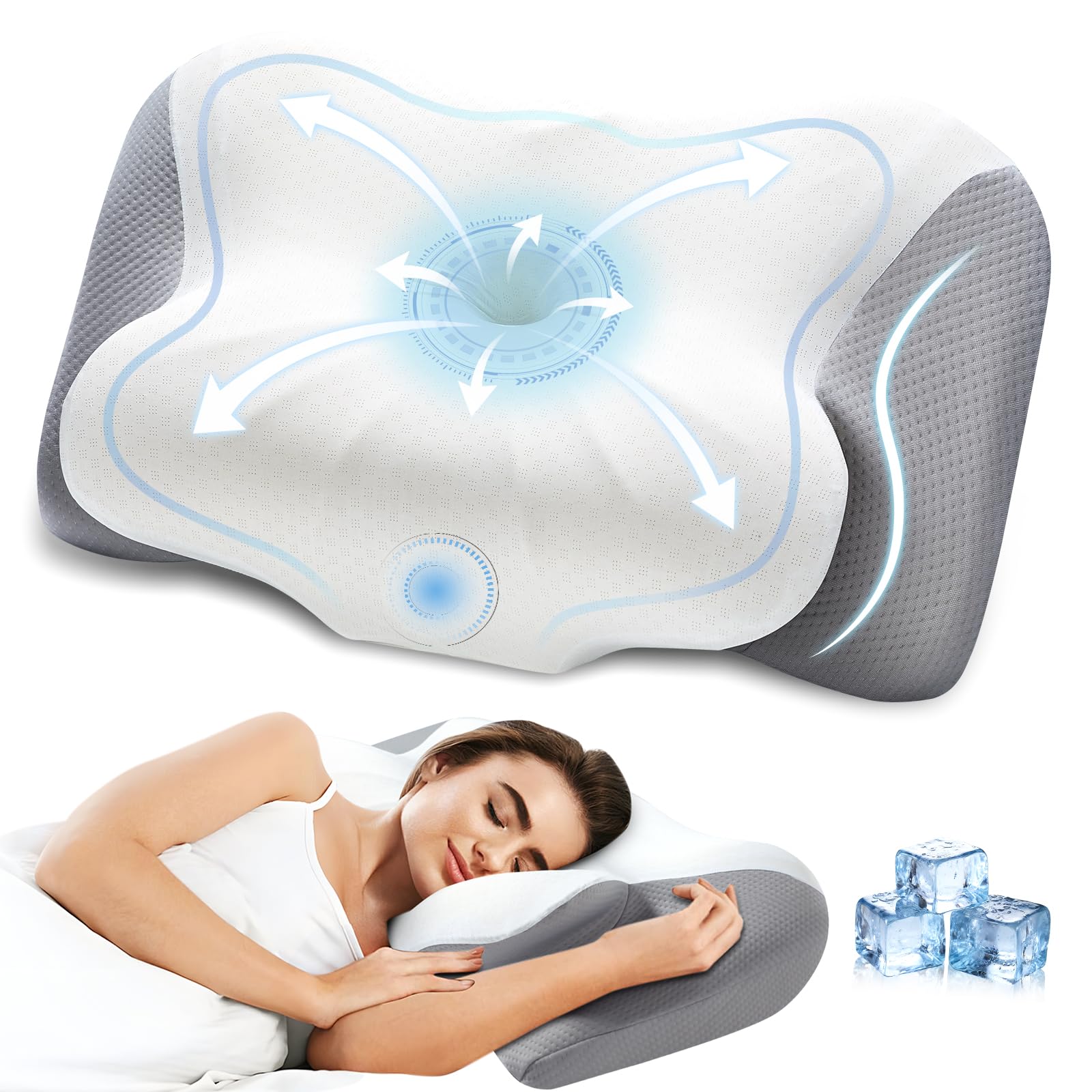 Photo 1 of Memory Foam Neck Pillow, Effective Pain Relief Cervical Neck and Shoulder Pillows for Sleeping, Odorless Ergonomic Contour Bed Pillow for Side Sleep Stomach and Back Sleeper (Gray)