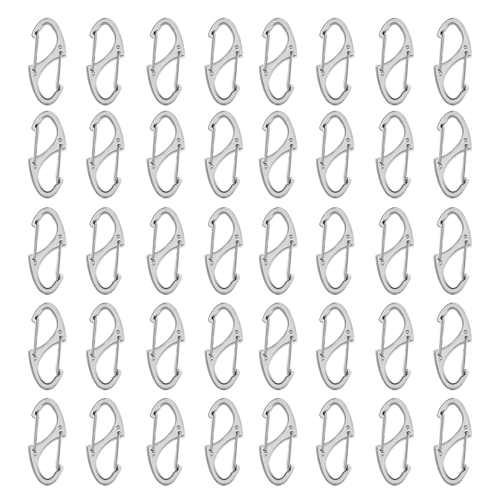 Photo 1 of 40 Pieces of S Shaped Double Carabiner Keychain – (1.6 Inch) Dual Gate S Binder Carabiner – Ideal for Camping Traveling Fishing (Silver)