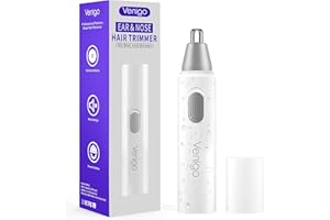 VENIGO Professional Ear and Nose Hair Trimmer Clipper for Men and Women, Painless Electric Eyebrow Hair Remover, Dual Edge Blades for Easy Cleansing, Battery-Operated (White)