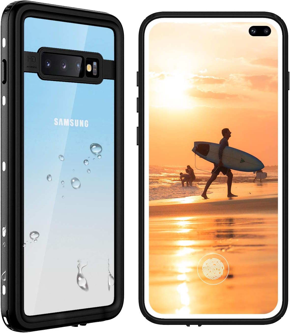 Waterproof Samsung Galaxy S10+ Plus Case, Underwater Clear Full Body Protective with Built-in Screen Protector Heavy Duty Rugged Case Shockproof Dustproof Waterproof Case for Galaxy S10+ Plus (White)