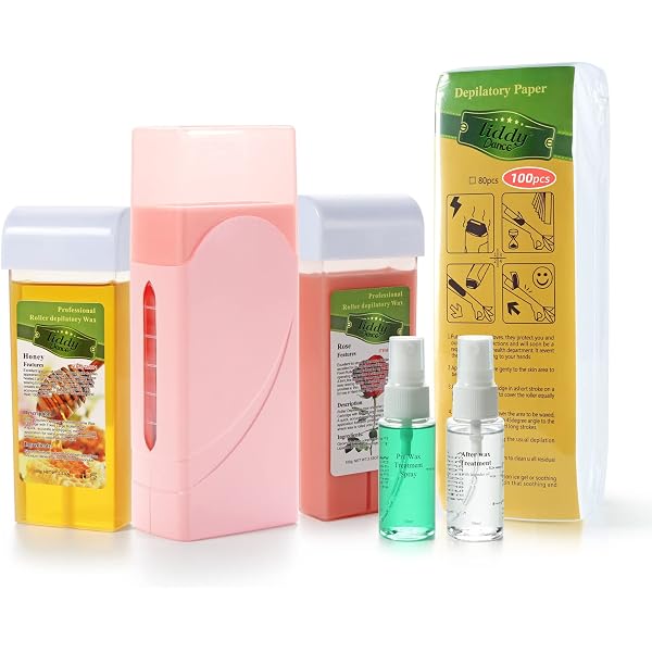 Roller Waxing Kit, Roll on Wax Kit, Wax Heater Depilatory, Wax Roller Kit  for Hair Removal for Women Men Sensitive Skin, At Home Wax Machine with 100  Non-Woven Wax Paper and Pre-Wax