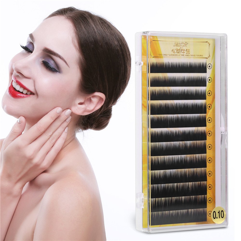 False Eyebrow Extensions, Professional False Eyebrows Kit - Imported Fiber, Reusable 0.1mm Eyebrow Extensions with Plastic Case (12pcs, Black)