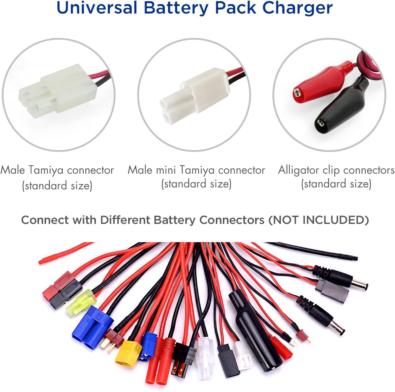 Tenergy Universal RC Battery Charger for NiMH/NiCd 6V-12V Battery Packs, Fast Charger for RC Car, Airsoft Batteries, Compatible with Standard Size Tamiya/Mini Tamiya/Alligator Clips Connectors 01025: Toys & Games