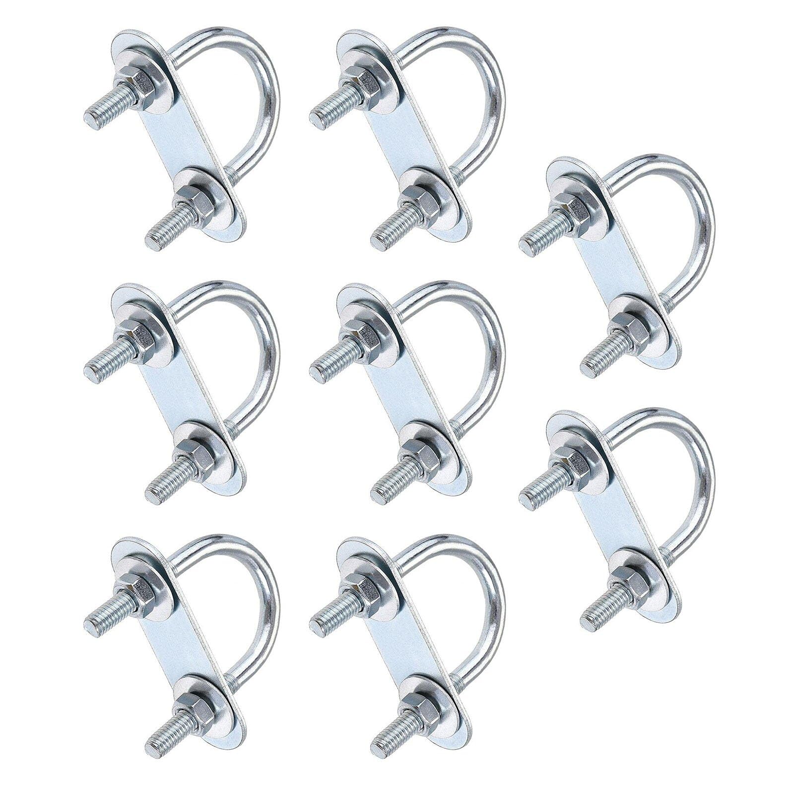 TOP-VIGOR 8 sets M6 Round U-Bolts, 27mm Inner Width 53mm Length Steel U-Bolts with Nut, Plate, Washer for Building Installations Mechanical Parts Connection Cehicles Ships — image 1