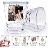Personalized Shot Glass Custom Photo Image Logo Text Shot Glasses Customized 2OZ Whiskey Glass, Tequila Shot Glass, Bourbon Glass for Anniversaries Party Favors Bachelorette