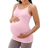 ATTRACO Women's Maternity Tank Tops with Built in Bra Seamless Y Back Side Ruched Pregnancy Tank Top
