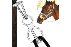 Hehoroo Horse Tie Ring, Humane Way Magnetic Tie Ring, Stainless Steel Magnetic Ring for Tying and Retracting, Helps Horse Pull Back and Releases Stress(Silver)