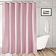 AooHome Solid Pink Shower Curtain, Fabric Weighted Hem Shower Liner with Hooks, Reinforced Metal Grommets, Waterproof, 72x75 inch