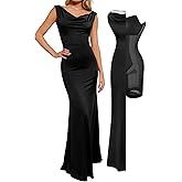 Popilush Women Shapewear Maxi Dress Sleeveless Long Formal Cocktail Party Elegant Bodycon Dresses Built-in Bra