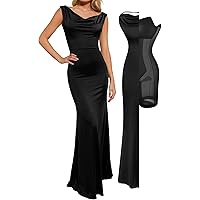 Popilush Maxi Dresses for Women Built-in Bra Shapewear Bodycon Modal Long  Dress Tummy Control Fit Casual Formal Dresses Black X-Small at Amazon  Women's Clothing store