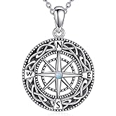 YAFEINI Compass Necklace Sterling Silver Celtic Knot Opal Pendant Necklace Compass Faith Jewelry Gifts for Women