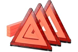 cureder Emergency Warning Triangles, 3 Pack with Packaging Foldable Warning Reflective Triangle Warning Kit, Emergency Triangle for Vehicles, Car Road Reflective Kit for Vehicles Breakdown