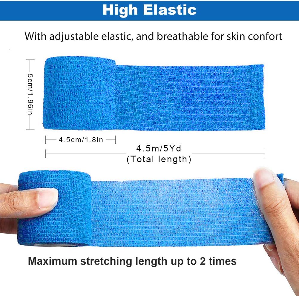VGEBY1 5Pcs Self Adhesive Bandage, Non-Woven Fabrics Waterproof Elbow Support Bandage for Outdoor Sports 5cm x 4,5m(blue) Personal Care - Image 3