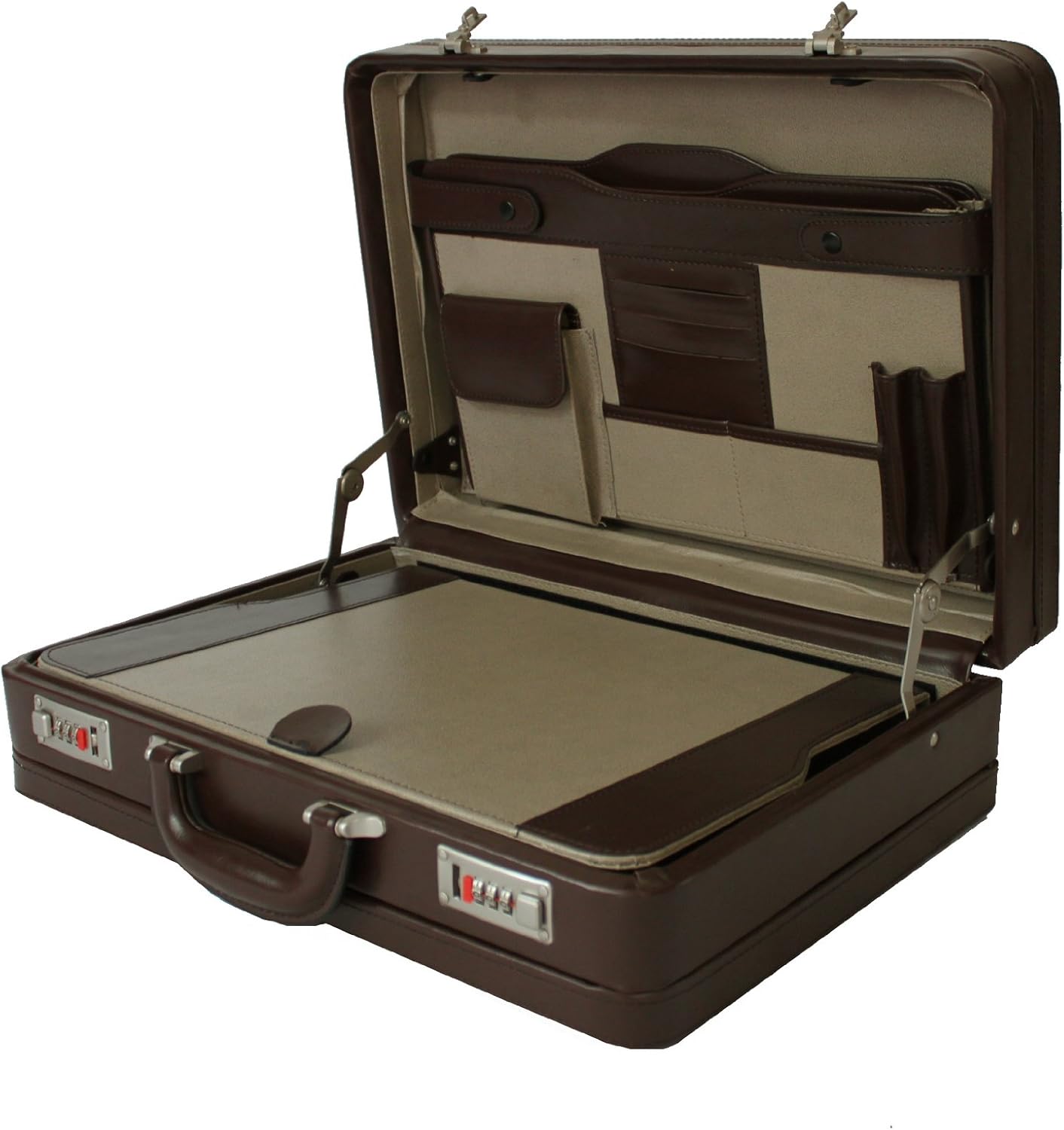 NEW MENS WOMENS EXECUTIVE DOUBLE EXPANDING BRIEFCASE ATTACHE BUSINESS