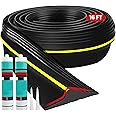 PETOX 16Ft Universal Garage Door Bottom Threshold Seal Strip with 2 A-dhesives, Weatherproof Rubber DIY Weather Stripping Replacement, Black