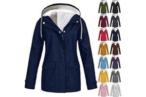 PIUWRLZ Women’s Fleece Lined Windproof Jacket Plus Size Winter Warm Snow Ski Hooded Raincoats Outdoor Rain Jackets
