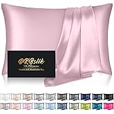 Silk Pillowcase for Hair and Skin, Mulberry Silk Pillow Cases Standard Size, Anti Acne Cooling Sleep Both Sides Natural Silk Satin Pillow Covers with Hidden Zipper, Gifts for Women Men, Light Pink