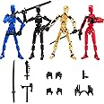 Sulliwayu 4PCS Assembled Titan T13 Action Figures Set Lucky Dummy Nova 13 Action Figure Robot Anime Stick Figures Fidget Toys for Boys Multi Movable Joints Gifts Toys for Kids (Black+Blue+Golden+Red)