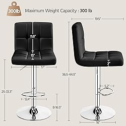Yaheetech Bar Stools Set of 3, Adjustable PU