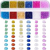 FASHEWELRY 1 Box 2mm Transparent Glass Seed Beads Colorful Round Crystal Pony Beads Small Kandi Beads for Bracelets Necklace Earring DIY Jewelry Making Craft