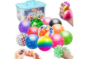 HHOBBY STARS 12 Pack Large Fidgets Stress Balls for Kids Adults, Squishies Ball Toys Pack, Stress Relief Sensory Stress Ball for Autism, ADD, ADHD, Squishy Toys Gifts for 3 4 5 6 7 8 9 10 Boys Girls