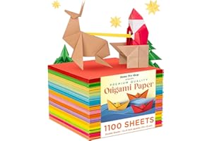 HPST Origami Paper - 1100 Sheets - Double Sided 6x6 inches Origami Squares for kids - 15 Vibrant Colors - Easy Fold Papers for Arts & Crafts