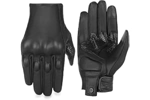 SUPERBIKE Motorcycle Gloves Women Touchscreen Armored Motorbike Gloves for Ladies(Black Leather,Non-Perforated, S)