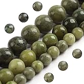 Filluck Natural Stone Beads 6mm Green Jade Polished Round Smooth Gemstone Beads for Jewelry Making Adults 15 Inch(Green Jade,6mm)