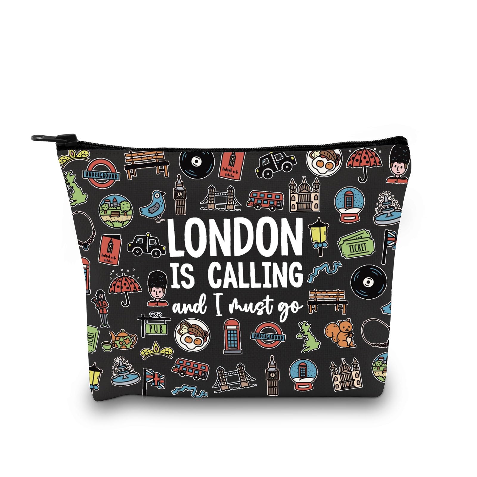 London Girls Weekend Gift - England Travel Souvenir Accessories Bag - Toiletry Bag (Must Go London BLK EU)