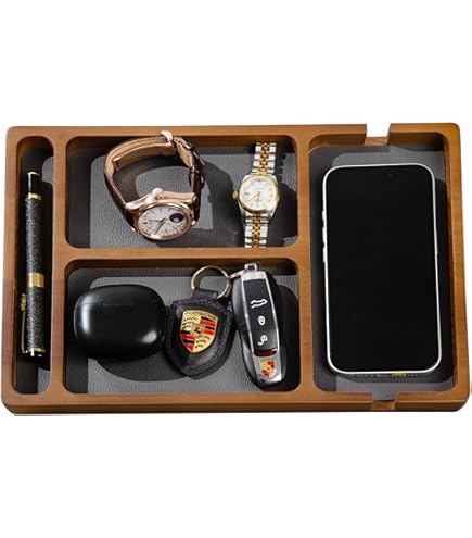 Plateau Valet CASIRENA Cuir Synthétique - Organisateur Entrée 25x20cm - Pour Clés, Portefeuille