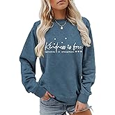TNBMGI Women Sweatshirt Kindness Is Free Inspiring Long Sleeve Crew Neck Graphic Pullover Top Girls Lightweight Casual Shirt