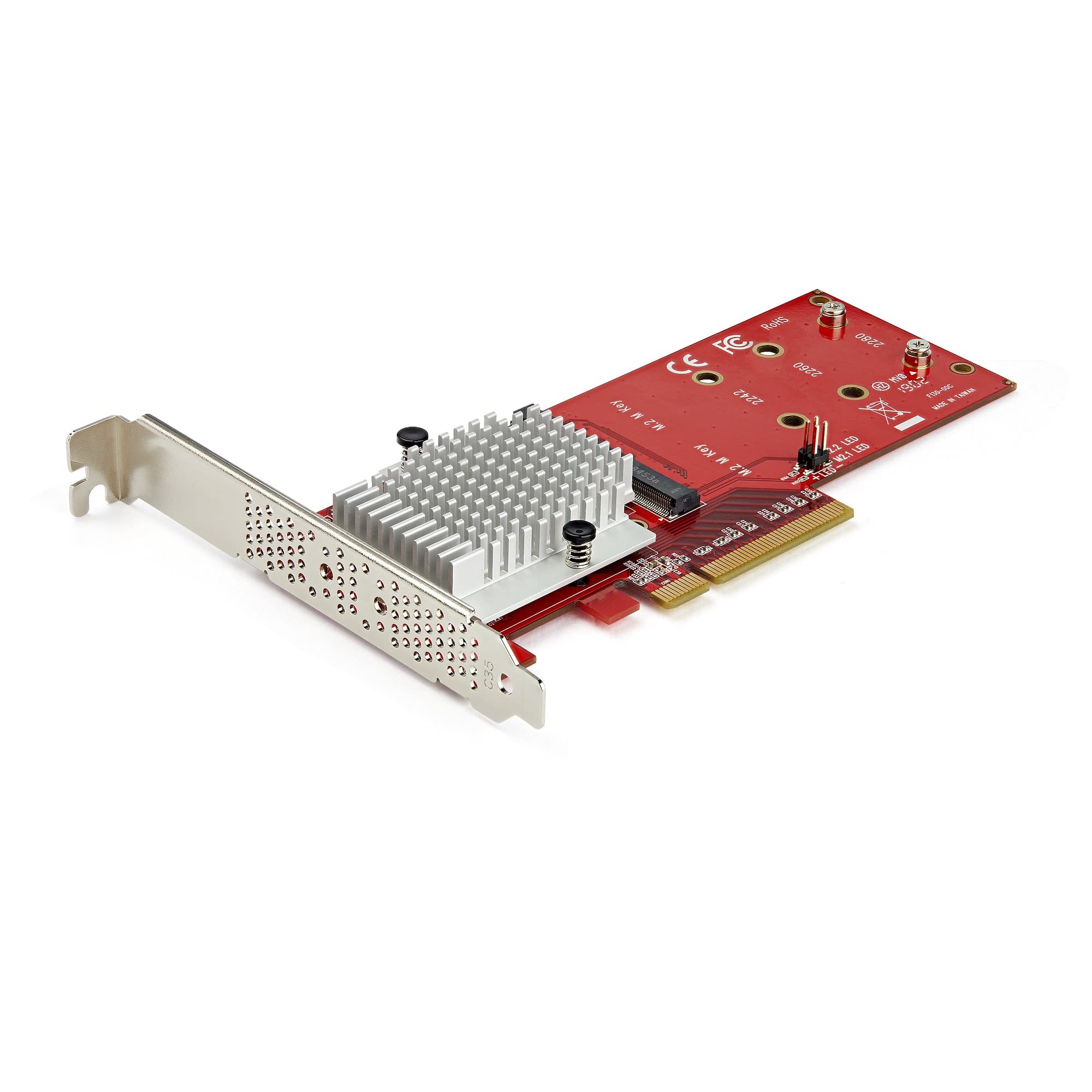 StarTech.com Dual M.2 PCIe SSD Adapter Card - x8 / x16 Dual NVMe or AHCI M.2 SSD to PCI Express 3.0 - M.2 NGFF PCIe (M-Key) Compatible - Supports 2242, 2260, 2280 - JBOD - Mac & PC (PEX8M2E2)