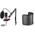 FIFINE Microphone with Arm and Screen Pop Filter, Podcast Microphone Kit-USB PC Computer Recording Microphone, Condenser Mic Set for Streaming, Gaming, Voice-Over,with Shock Mount (T669R+U1)