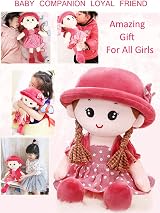 iEasey Adorable Baby Girl Rag Doll with Removable Dress Hat 35cm view 3
